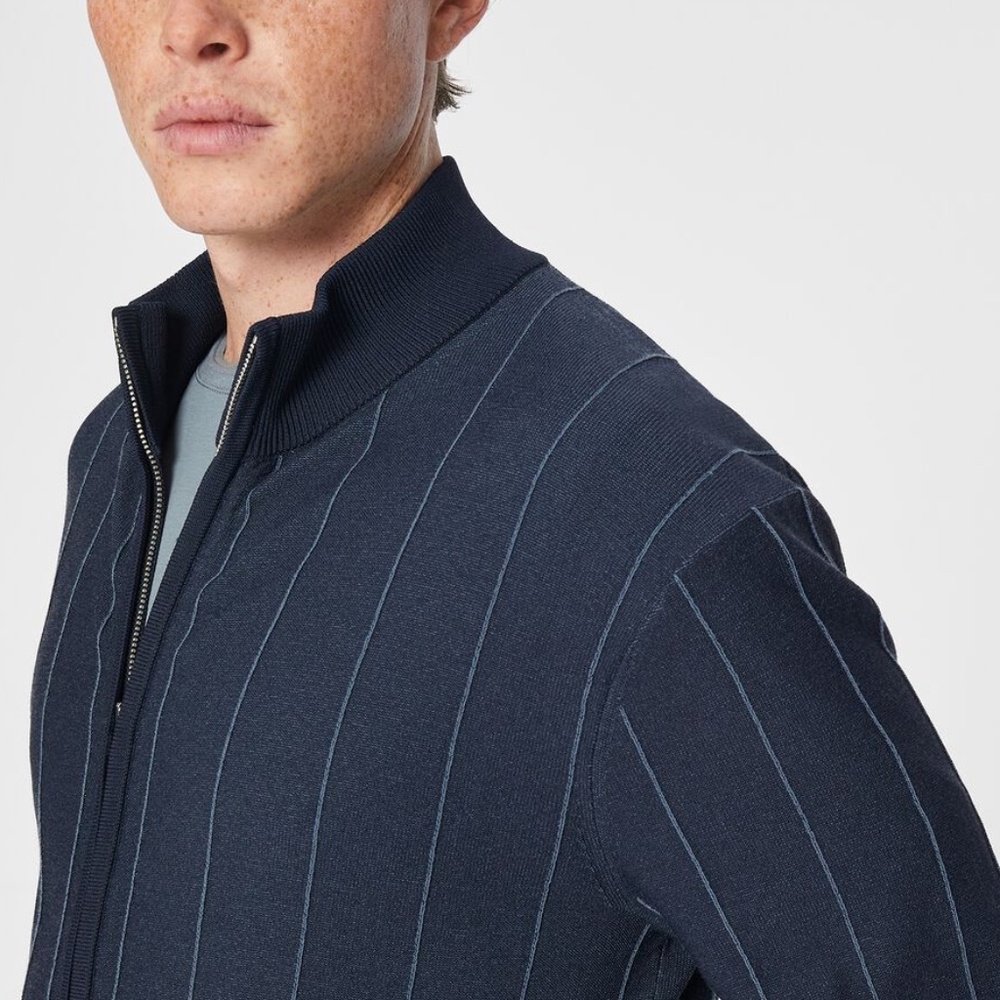 Rib Plaited Bomber Jacket - Brand New - NEVER WORN - Blue - Picture 3 of 4